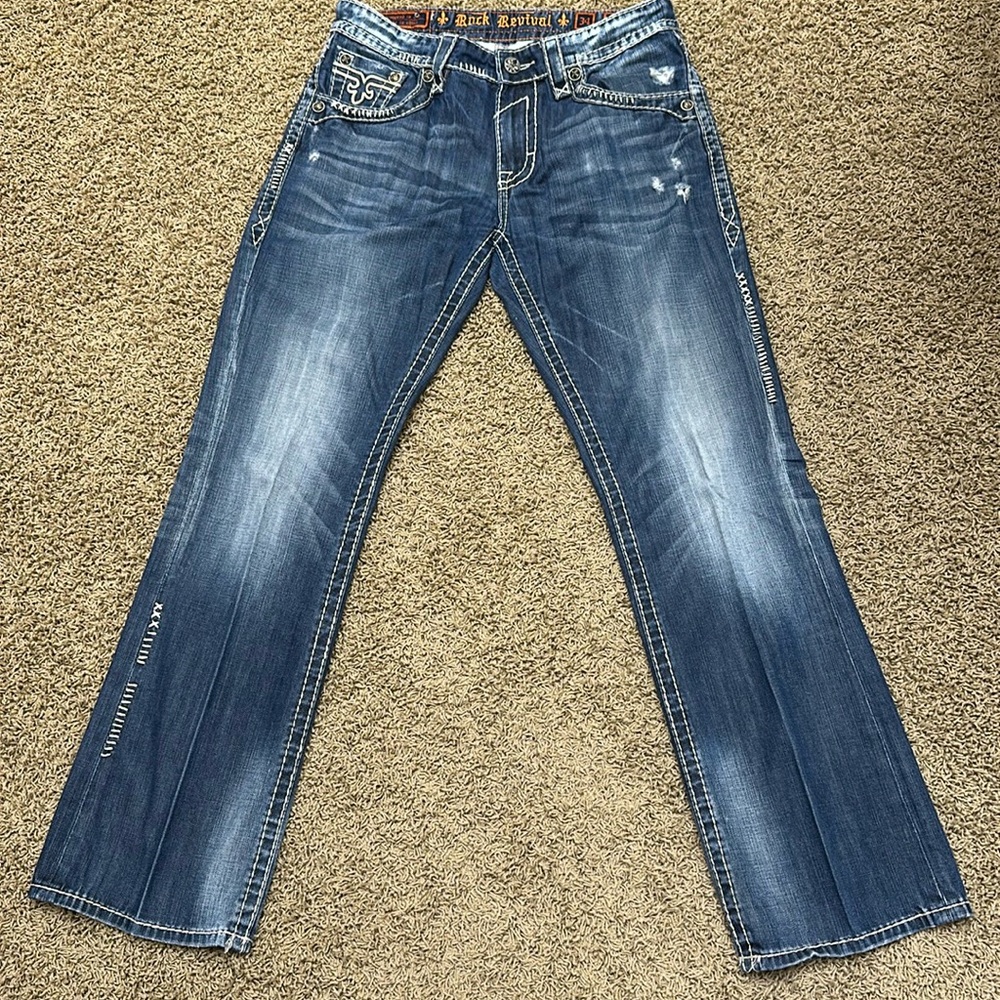 Men’s sz 34 x 33 long Rock Revival Ronnie boot jean